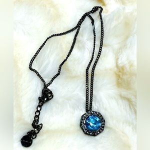 Givenchy black necklace with blue pendant stone